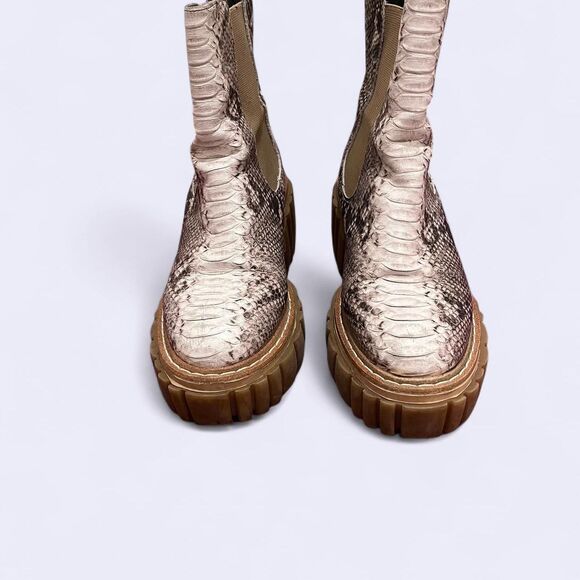 Vince Camuto Chunky Platform Leather Snakeskin Moto Boots - Women's 8 - Picture 2 of 4